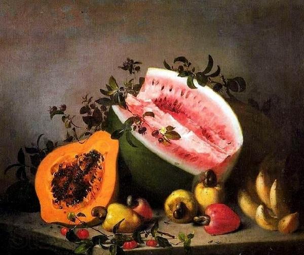 Mota, Jose de la Papaya and watermelon Norge oil painting art